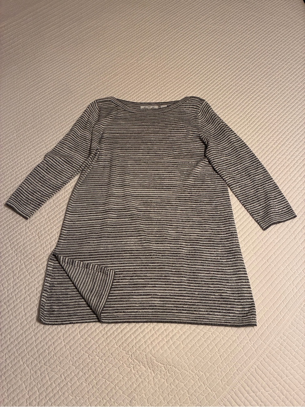 eight eight eight Gray & White Striped Boatneck Tunic Top